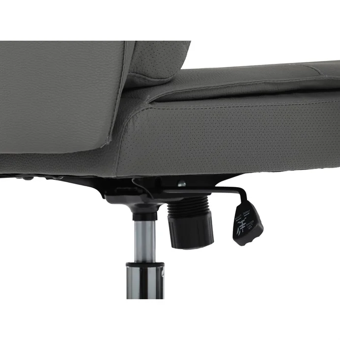 Židle kancelářská, šedá ekokůže, kříž kov chromový, houpací mechanismus, čalouněné područky