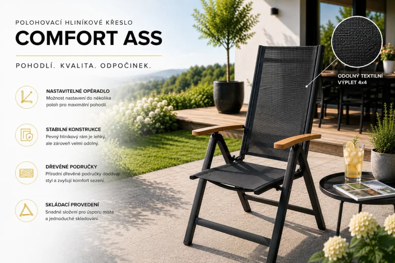 Polohovací hliníkové křeslo COMFORT ASS