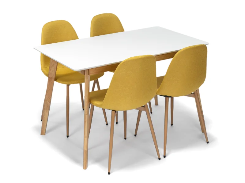 Jídelní stůl Scandinavia 120 + 4ks jídelní židle Marie žlutá