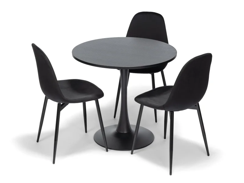 Jídelní stůl ORBIS 80 hnědá + 3ks jídelní židle Marie černá