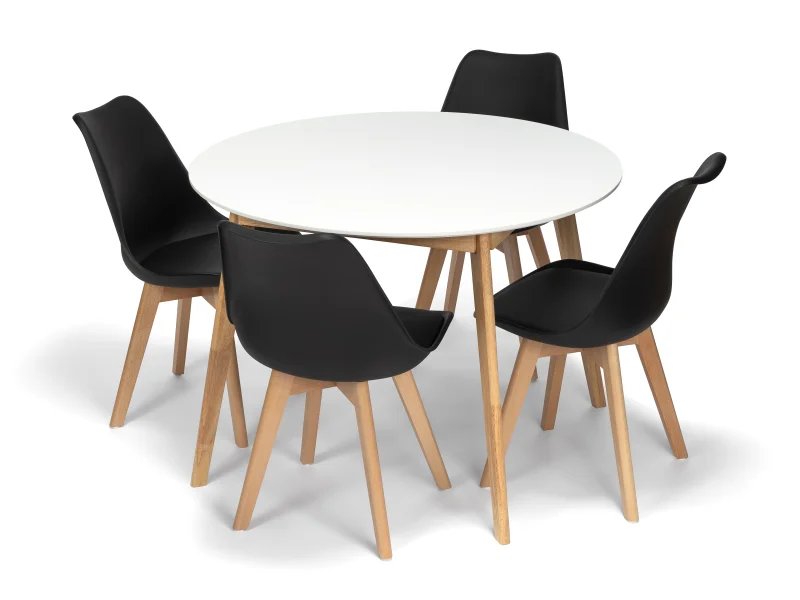 Jídelní stůl SCANDINAVIA 105 cm + 4 ks jídelní židle SCANDINO černá