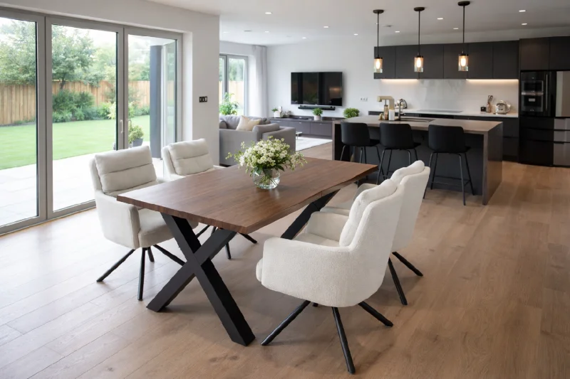 Jídelní stůl EBON + 4ks jídlení židle ENZO bílá