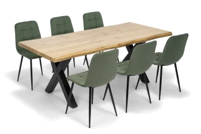 Jídelní stůl ROBUL 200 + 6ks jídelní židle ARIA zelená