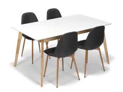 Jídelní stůl SCANDINAVIA 150 + 4ks jídelní židle MARIE tm. šedá