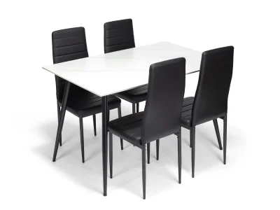 Jídlení stůl Ceramon 120 bílá + 4ks jídelní židle TINO černá