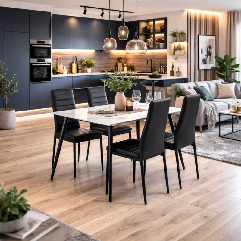 Jídlení stůl Ceramon 120 bílá + 4ks jídelní židle TINO černá