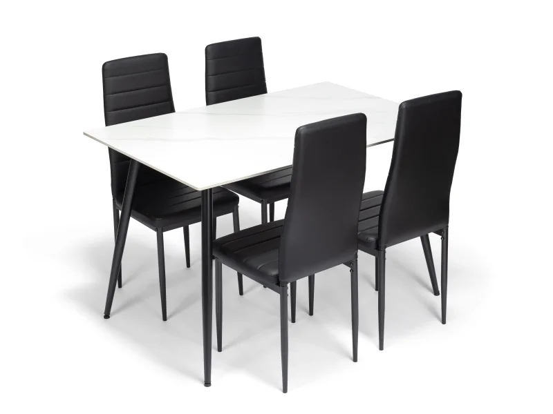 Jídlení stůl Ceramon 120 bílá + 4ks jídelní židle TINO černá