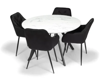 Jídelní stůl GYRUS 120 bílá + 4ks jídelní židle SIENA černá