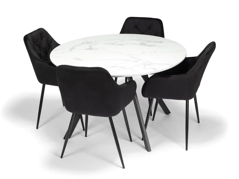 Jídelní stůl GYRUS 120 bílá + 4ks jídelní židle SIENA černá