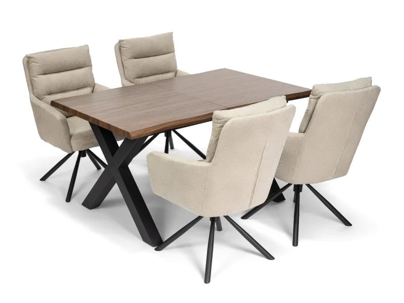 Jídelní stůl EBON + 4ks jídlení židle ENZO béžová