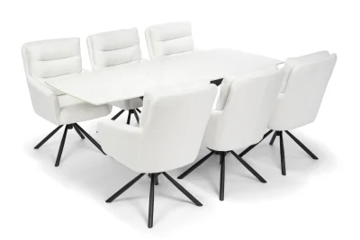Jídelní stůl TERRON 200 bílá + 6ks jídelní židle ENZO bílá