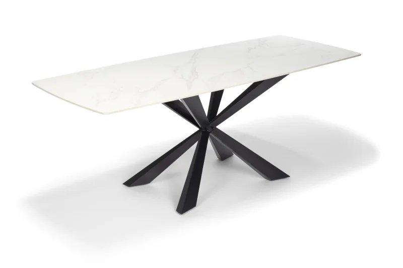 Jídelní stůl TERRON 200 bílá + 6ks jídelní židle ENZO bílá