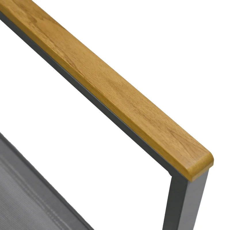 Šedá kovová zahradní židle s polywood područkami
