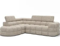 Rohová sedací souprava Carmenn s funkcí spaní, úložným prostorem a nastavitelnými opěrkami hlavy, béžový samet, levostranná