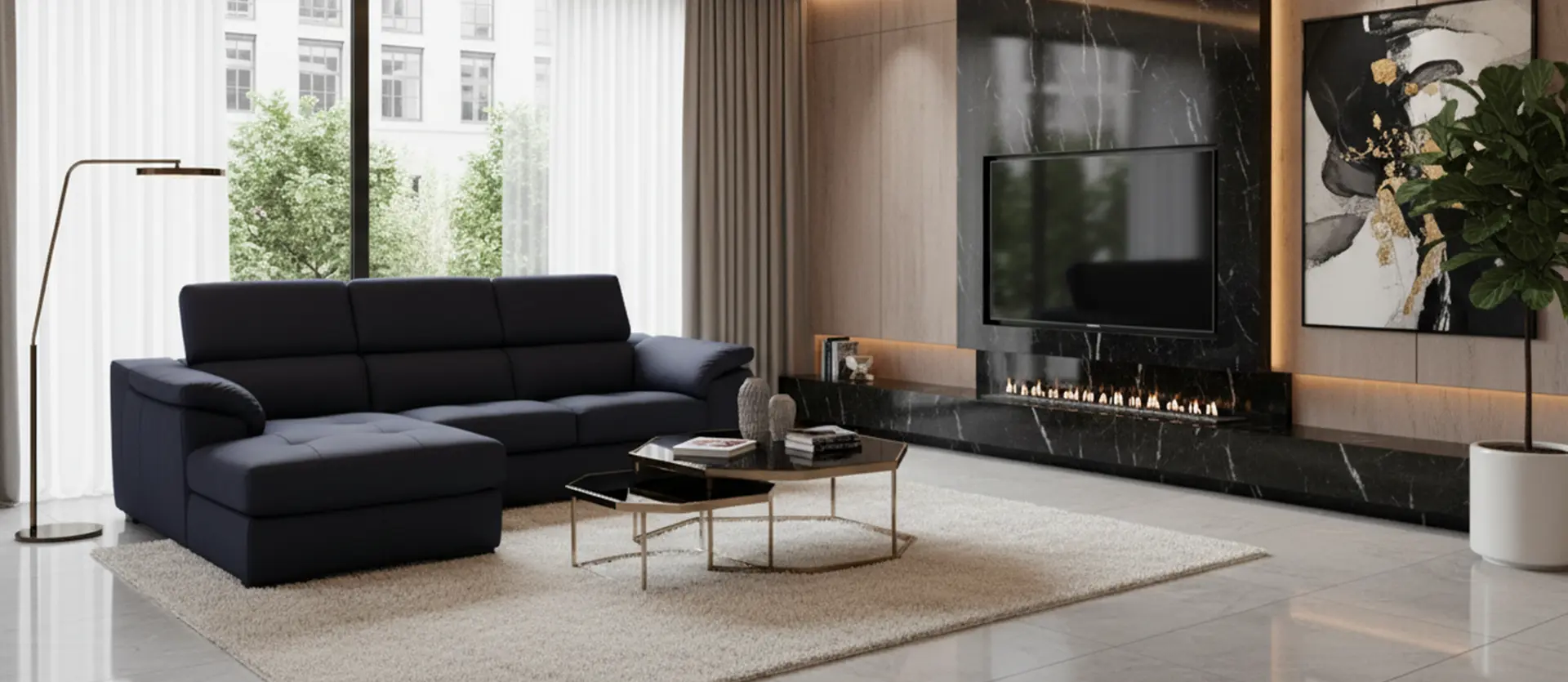 Kožená rohová sedací souprava LOREN II