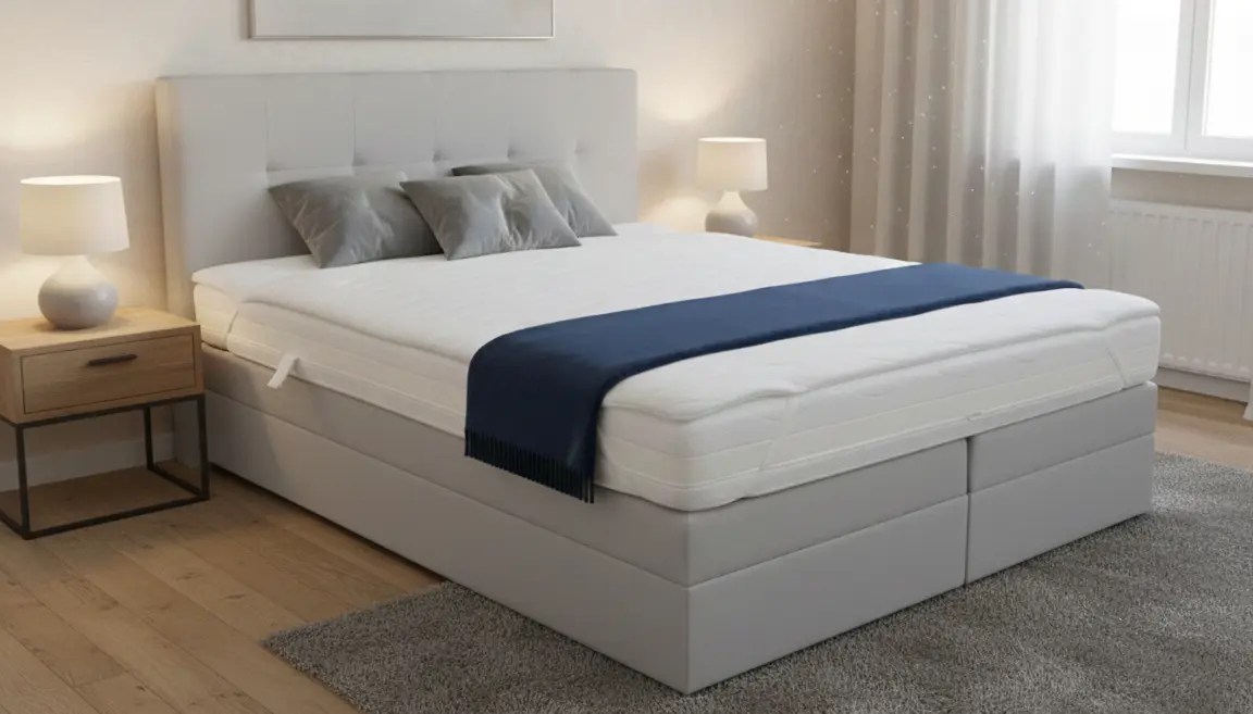 Kontinentálna posteľ Emma Premium Home boxspring 200x160 sv. sivá s úložným priestorom