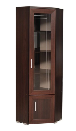 Úzka vitrína drevená, presklená. Vitrína z masívneho dreva. Drevená vitrína do obývačky