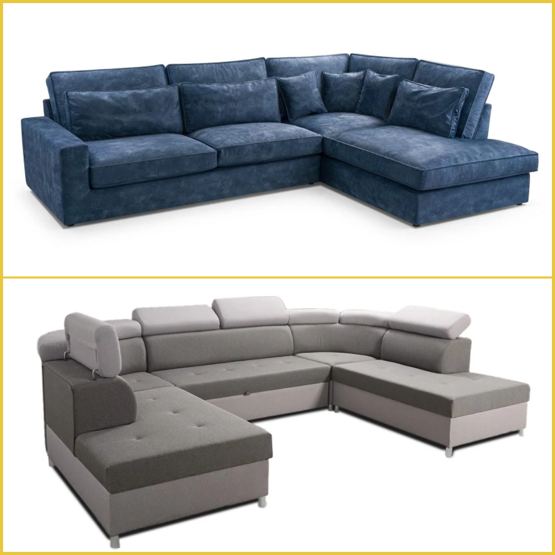 Nadrozmerná sedacia súprava v tvare U a L. Veľká sedacia súprava v tvare U vs v tvare L