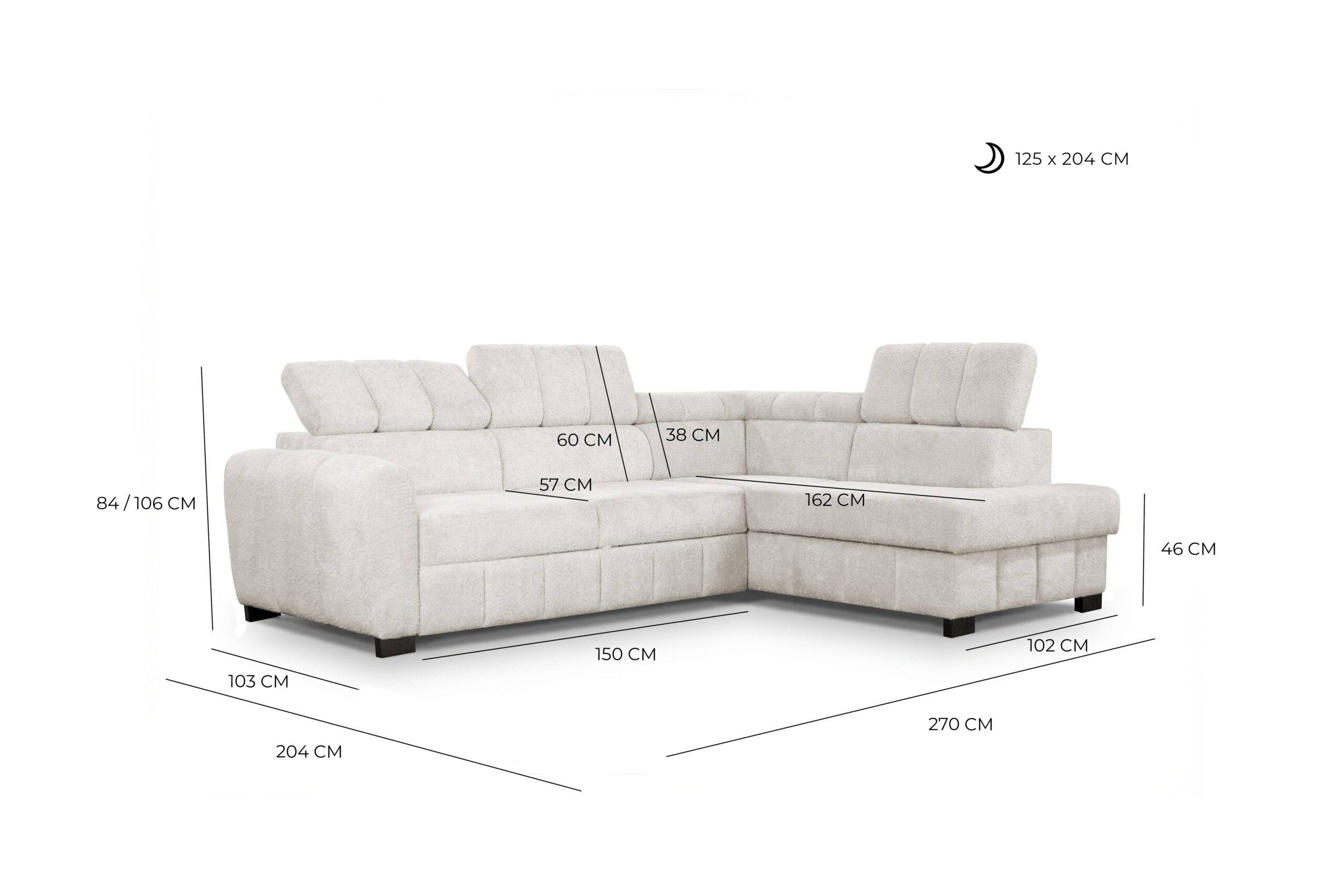 Rozměry sedací soupravy Rico