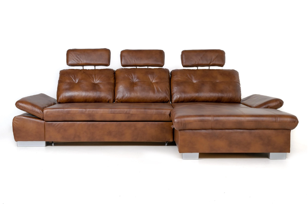 Nadrozmerná sedacia súprava do tvaru L. Veľká kožená sedacia súprava